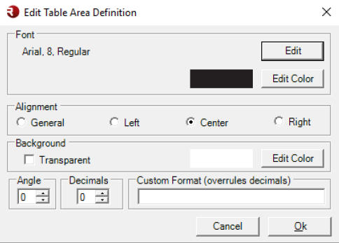 Another Table Area definition 